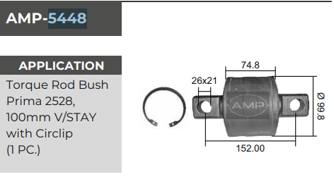 TORQUE ROD BUSH 100M OVEL  AMP-5448