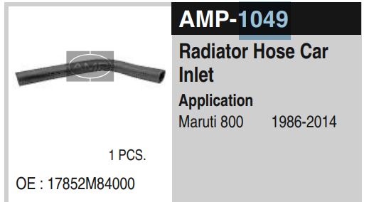 RADIATOR HOSES MARUTI CAR INLET AMP-1049