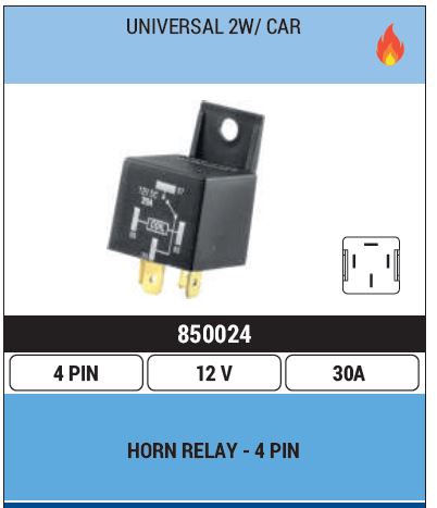 HORN MINI RELAY 12V/30A 4 PIN 850024
