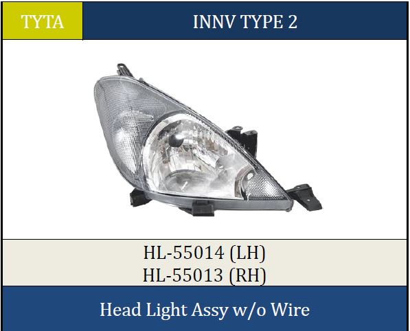 H.LIGHT INNOVA T1/T2 LH W/O WIRE HL55014