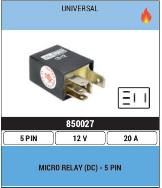 MICRO RELAY 12V 5PIN MN 850027