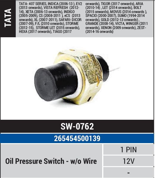 SWITCH OIL PRESSURE TATA  SW 0762